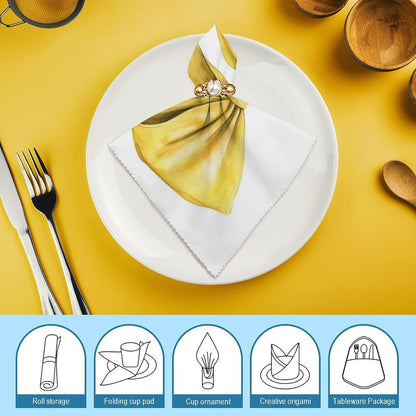 Watercolor Bow in The Butter Yellow Cloth Napkins Set of 6, Square Premium Reusable Washable Polyester Table Linen Napkin for Dinner Party