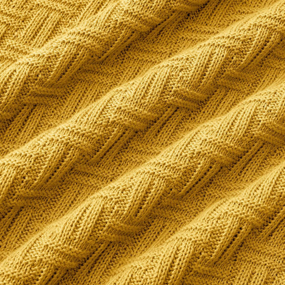100% Cotton Knitted Throw Blanket Couch Cover Blanket(50 x 60 Inches, Mustard Yellow)