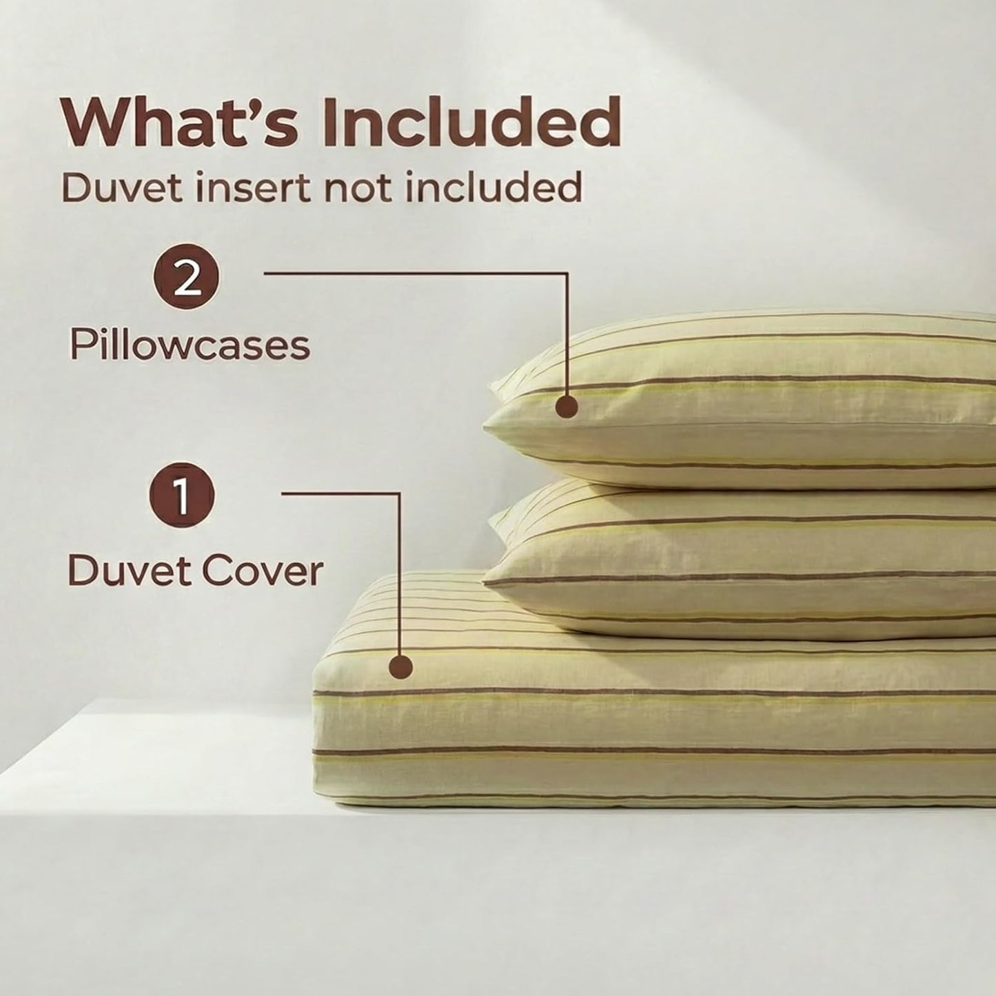 Cotton Striped Duvet Cover Set King Size,Butter Yellow Fine Stripe Bedding,Soft Airy Lightweight Double Gauze Bedding Set Farmhouse Quilt Cover Set with Double Hidden Zipper & 8 Corner Ties