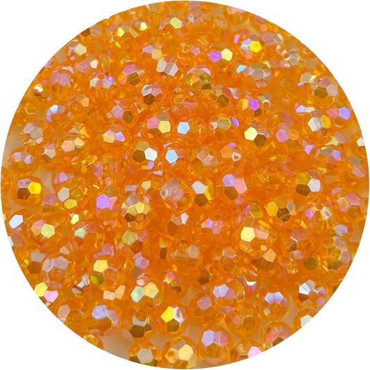 1000 Pcs 6MM Round Faceted Acrylic Beads AB Color Transparent Crystal Acrylic Beads Round Bicone Beads for Jewelry Making, Bracelets Necklaces Earrings Wind (125- Orange Yellow AB)