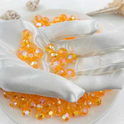 1000 Pcs 6MM Round Faceted Acrylic Beads AB Color Transparent Crystal Acrylic Beads Round Bicone Beads for Jewelry Making, Bracelets Necklaces Earrings Wind (125- Orange Yellow AB)