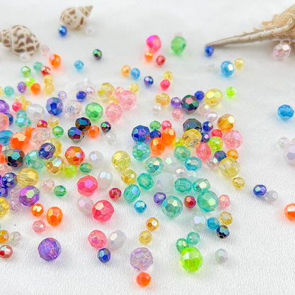 1000 Pcs 6MM Round Faceted Acrylic Beads AB Color Transparent Crystal Acrylic Beads Round Bicone Beads for Jewelry Making, Bracelets Necklaces Earrings Wind (125- Orange Yellow AB)