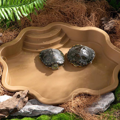 Turtle Bathing Pool, Reptile Feeding Dish Water Pot, Lizard Turtle Bathing Pool for Aquatic Climbing Pet