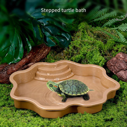 Turtle Bathing Pool, Reptile Feeding Dish Water Pot, Lizard Turtle Bathing Pool for Aquatic Climbing Pet