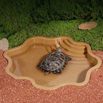 Turtle Bathing Pool, Reptile Feeding Dish Water Pot, Lizard Turtle Bathing Pool for Aquatic Climbing Pet