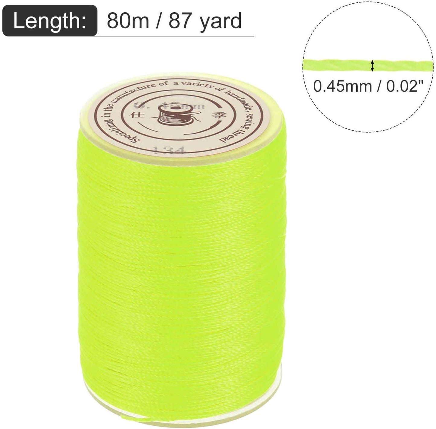 Waxed Cord 0.45mm Waxed Thread 87 Yard Wax String Leather Cord for Bracelet Making, Necklaces, Beading, Jewelry Making and DIY Crafts (Fluorescent Yellow)