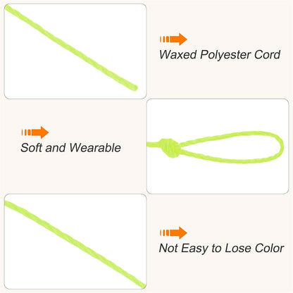 Waxed Cord 0.45mm Waxed Thread 87 Yard Wax String Leather Cord for Bracelet Making, Necklaces, Beading, Jewelry Making and DIY Crafts (Fluorescent Yellow)