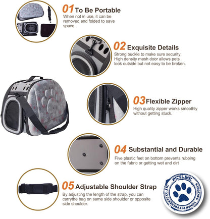 PetLike Airline Approved Pet Carrier Soft Sided Collapsible Travel Bag for Cats & Small Dogs (Beige, Smooth)