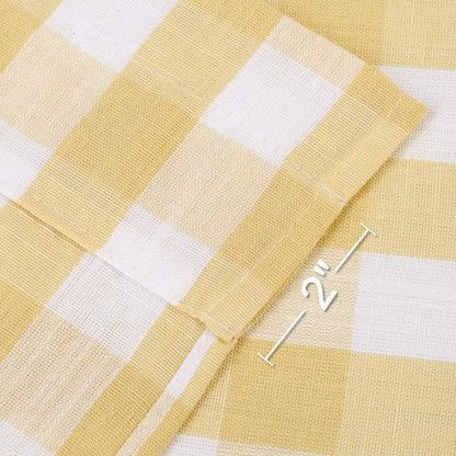 Yellow Buffalo Plaid Cafe Curtains Farmhouse Tiers Kitchen Curtain 24 Inches Long, Gingham Check Rod Pocket Half Window Short Drapes for Kitchens Bathroom, 28" x 24", Yellow/White, Set of 2