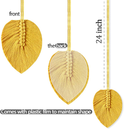 Curtain Tiebacks Curtain Ties Handmade Leaves Weave Twine Curtain tie Backs Boho Cotton Curtains tiebacks Curtain Holder Tie Backs for Curtains Braided Thin,Thick Home Office Window Draperies(Yellow)