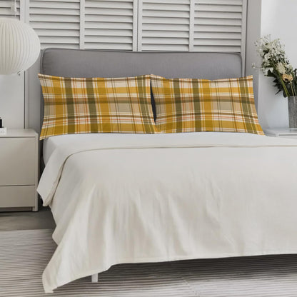 T&H XHome Pastoral Plaid Pillow case 20x40 Inch Fall Check Thanksgiving Yellow Soft Short Plush Pillowcases with Envelope Closure Pillow Cover Bed Pillow Shams for Bed Sofa Car 1PC