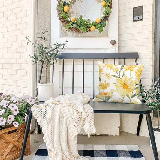 DFXSZ Summer Pillow Covers 20x20 Set of 4 Watercolor Daisy Throw Pillow Covers Hello Sunshine Summer Yellow Outdoor Décor Cushion Case Decoration for Home Couch Chair Sofa