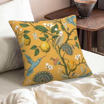 Mustard Yellow Floral Pillow Covers 18x18 Set of 2 Hummingbirds Throw Pillowcases Lemons Square Cushion Case for Couch Bed Sofa Chair Outdoor Home Decor