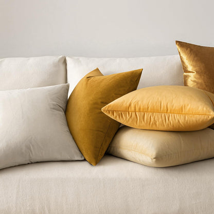 MIULEE Pack of 2 Mustard Yellow Pillow Covers 18x18 Inch Decorative Velvet Throw Pillow Covers Modern Soft Couch Throw Pillows Farmhouse Spring Home Decor for Sofa Bedroom Living Room