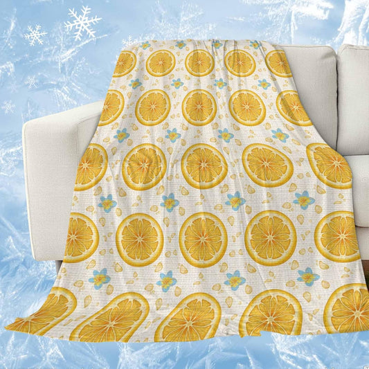 Cooling Blanket for Hot Sleepers, Lemon Lightweight Breathable Summer Blanket, Yellow Summer Fruits Blue Spring Floral Rustic Double-Side Cool Throw Blankets for Sleeping Travel, 30"x40"