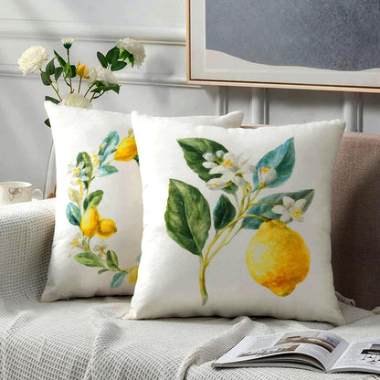 HUASHUZI Summer Pillow Covers Outdoor Waterproof Lemon Decor Yellow Cushions Throw Pillows Case 18x18 Inch Set of 4 Patio Furniture Pillows Decorative for Home Garden Sofa Couch
