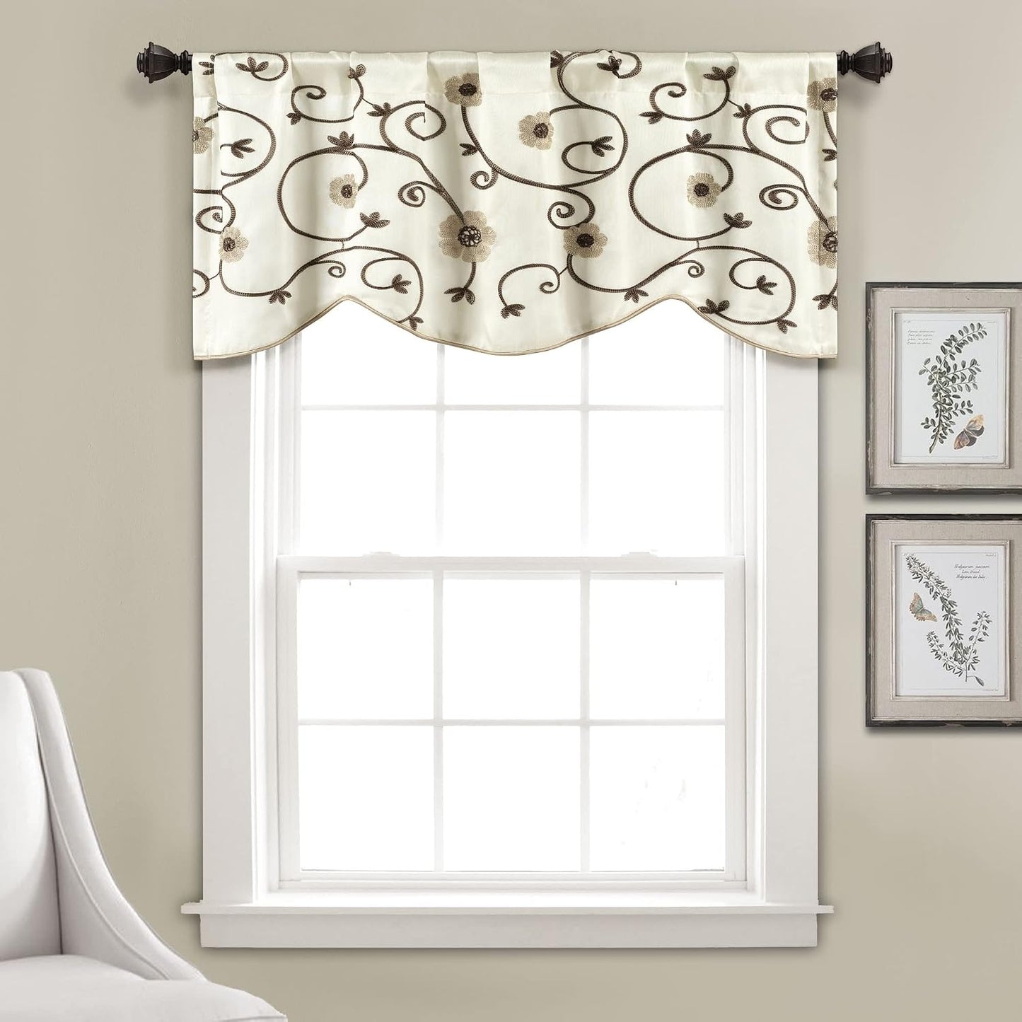 Lush Decor Royal Garden Valance Floral Window Kitchen Curtain (Single), 42”W x 18"L, Yellow