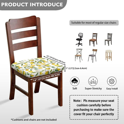 Lemons Square Chair Cushion Cover for Dining Office Wear Resistant Chair Seat Slipcover Home Chair Essentials Comfy Soft Upholstered Chair Seat Covers