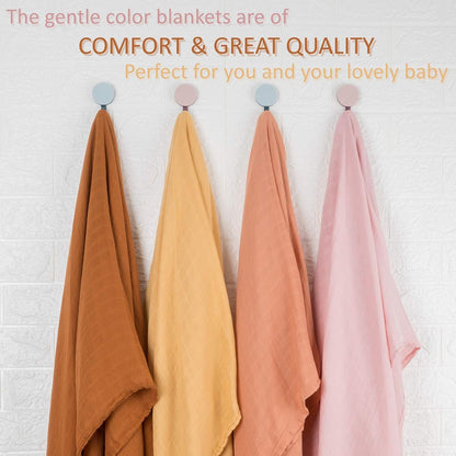 Meracorallo Muslin Swaddle Blanket Silky Soft Receiving Blanket Swaddle Wrap for Baby Boys and Girls, 47 x 47 inches, Yellow