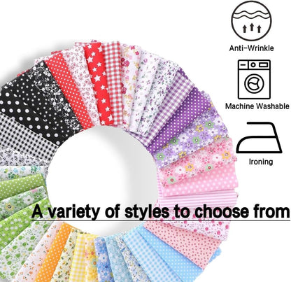 Grade Cotton Quilting Fabric Bundle, 100% Cotton Floral Print Patchwork Material for DIY Sewing, Cushions, Crafts, Machine Washable, Multi-Color Patterns (Yellow, 20 * 20'')