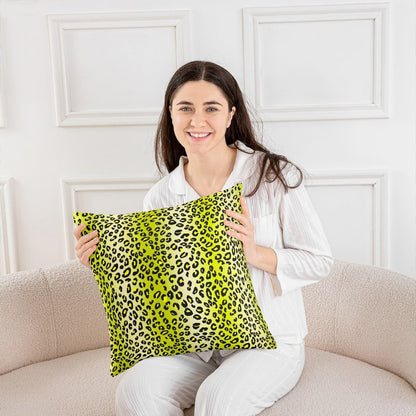 Manfei Leopard Fur Print 2 Pack Pillow Covers,Yellow Gradient Vertical Stripes Geometric Soft Square Cushion Case,Wild Animal Cheetah Fur Pattern Throw Pillow Coverss Double Sides,20"x 20"