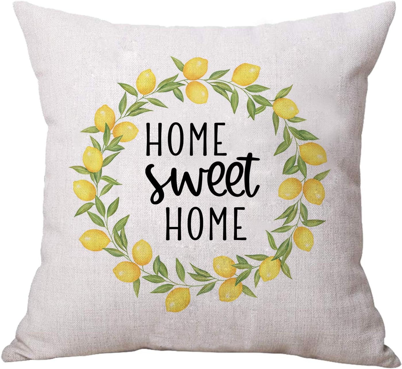 ULOVE LOVE YOURSELF 2pack Fresh Lemons Truck Throw Pillow Covers Summer Farmhouse Square Decorative Pillowcases Home Sweet Home Lemons Decorations 18×18 Inch for Sofa,Couch,Bed,Patio