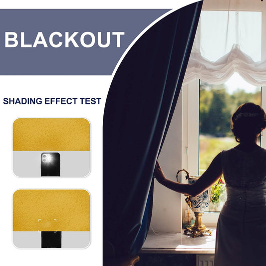 JIUZHEN Blackout Curtains for Bedroom/Living Room - Thermal Insulated Light Blocking Curtains, Rod Pocket Curtains with Tiebacks, Room Darkening Curtains, 42 x 63 Inch, 2 Panel, Mustard Yellow