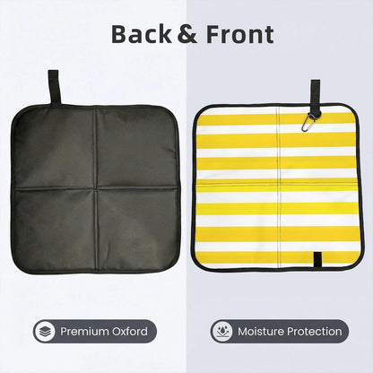 Lemon Zest Yellow Stripes Printed Bleacher Seat Cushion PE Foam Filling, Foldable Sitting Pad for Concert Stadium Events