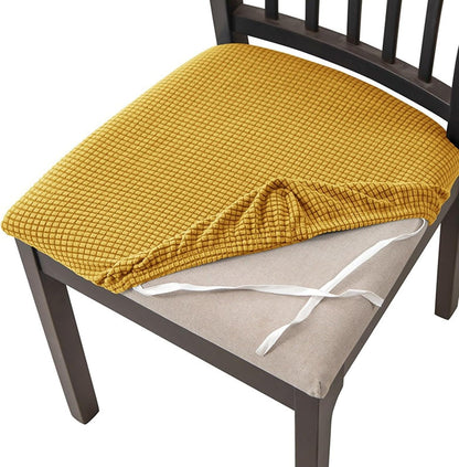 Seat Covers for Dining Chairs Set of 2/4/6,Seat Chair Cushion Covers,for Dinings Room Kitchen Hotel Chair Slipcovers,Anti-Slip and Durable,Four Seasons(Lemon Yellow,2 Set)