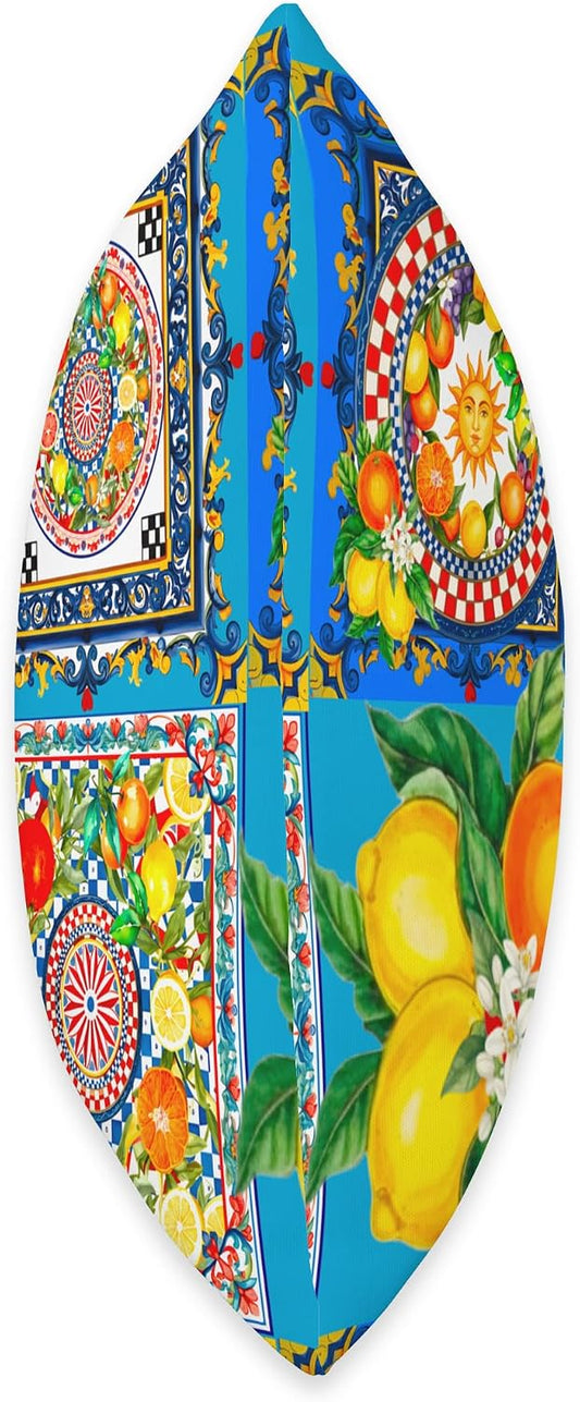 Colorful Lemon Summer Sun Mediterranean Art Throw Pillow