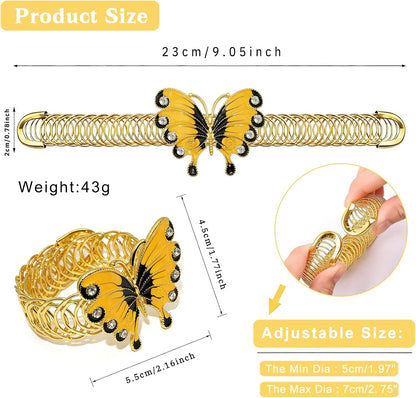 Butterfly Curtain Tiebacks 2 Pack Yellow Enamel & Rhinestone Insect Curtain Holdbacks,No Drill Curtain Ties Auto-Closing,Boho Curtain Tie Backs for Farmhouse Kitchen Living Room Bedroom Decor