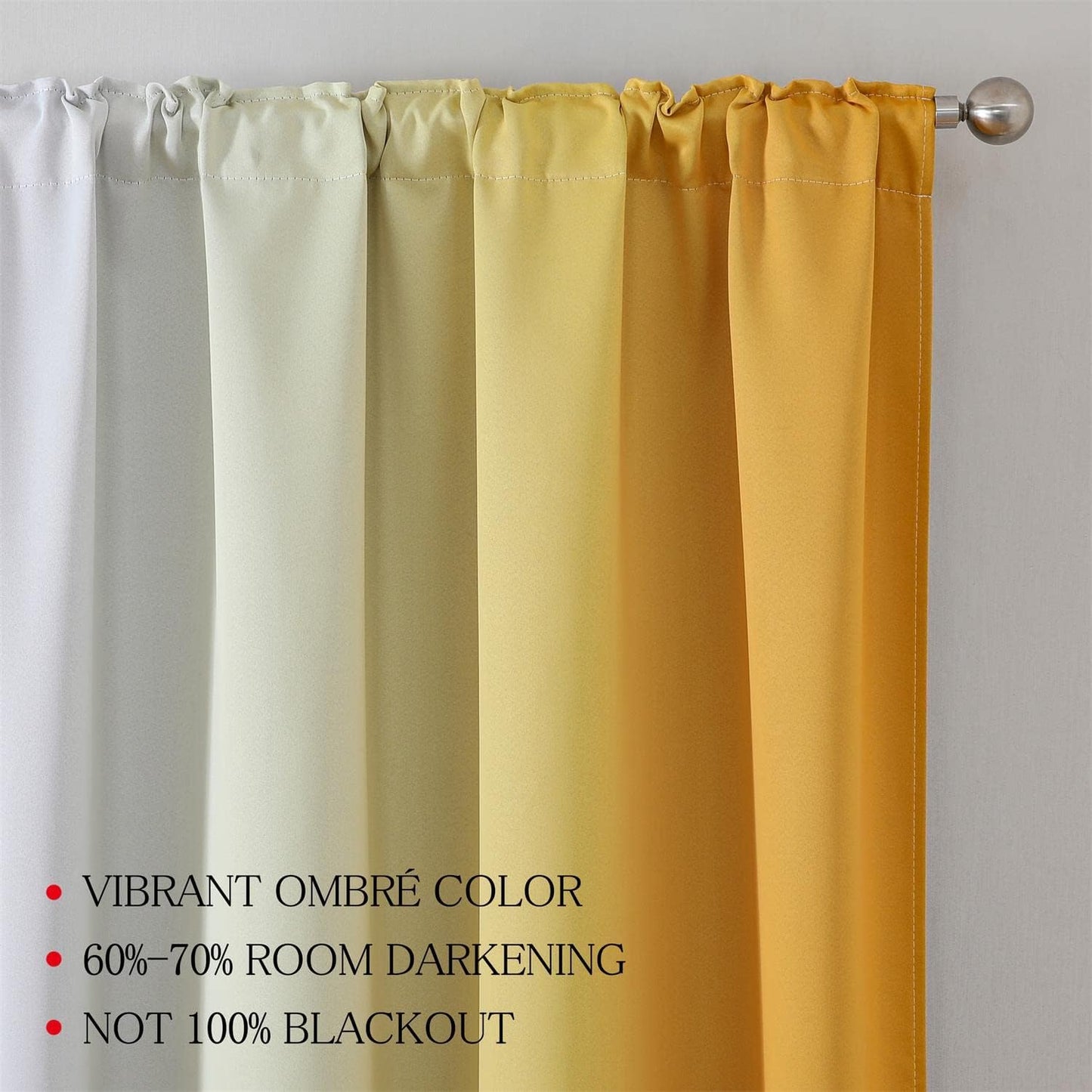 MIUCO Blackout Curtains & Drapes for Bedroom Living Room 84 Inches Long Yellow and White Room Darkening Ombre Curtains Rod Pocket & Back Tab Curtains Thermal Insulated Light Blocking 2 Panels Set