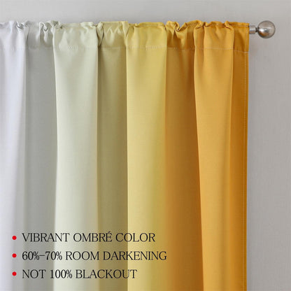 MIUCO Blackout Curtains & Drapes for Bedroom Living Room 84 Inches Long Yellow and White Room Darkening Ombre Curtains Rod Pocket & Back Tab Curtains Thermal Insulated Light Blocking 2 Panels Set