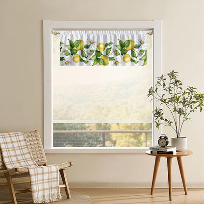 Lemon Valance, 54x18 Inch Lemon Kitchen Curtains for Window, Summer Cafe Kitchen Curtains with Rod Pocket, Lemons Curtains for Kitchen in Linen Fabric for Bedroom Home Decor, Yellow Lemon Design