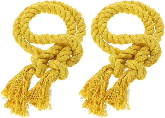 uxcell 2Pcs Rope Curtain Tiebacks, 30" Polyester Tassel Curtain Drapes Holdbacks Hand-Woven Decorative Tie Backs for Home Office Decor, Yellow