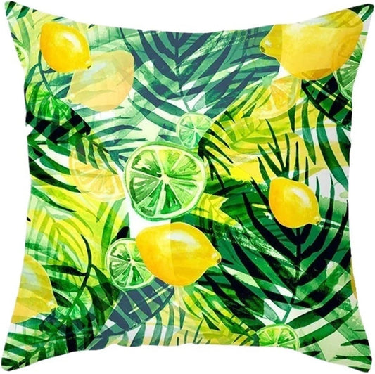 Synap 1PC Nordic Style Lemon Printed Cushion Cover 18x18 Inch, Summer Home Sofa Decor Polyester Pillow Case