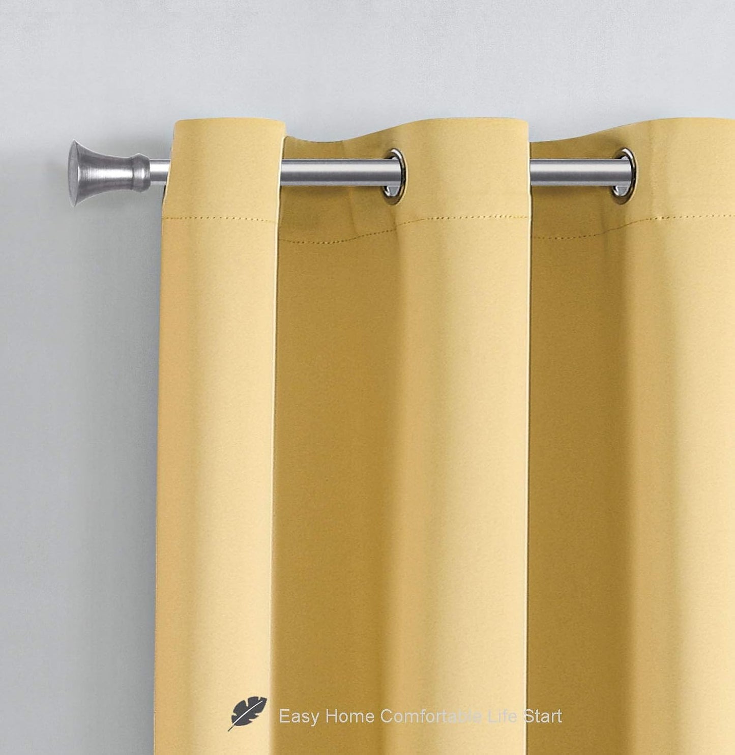 WPM Triple Weave Blackout Curtain Room Darkening 2 Panels/Drapes for Living Room, Mustard Yellow Thermal Insulated Grommet Bedroom Window Draperies (Mustard Yellow, 42" W X 63" L)