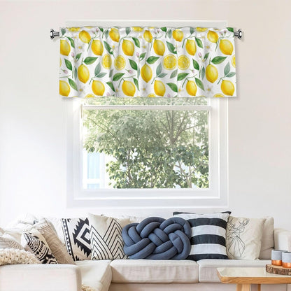 2 Pack Lemon Valances for Windows, Rod Pocket Valance for Windows Kitchen Living Room Decoration, Kitchen Curtains 54 x 18in