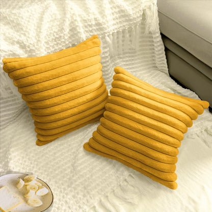 2 Pack 18x18 Pillow Cover Velvet Pillow Covers, Faux Fur Square Throw Pillow Covers for Living Room Decorations Throw Pillow Case, Throw Pillow Cover Cushion Cover for Sofa Bedroom Car, Mustard Yellow