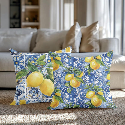 2 PCs Pillow Covers 18x18, Italy Lemon Throw Pillow Covers, Lemon Decor Italian Gifts Pillow Cases Decorative Pillow Protectors Living Room Bedroom Office Home Decor for Cushion Car Bed