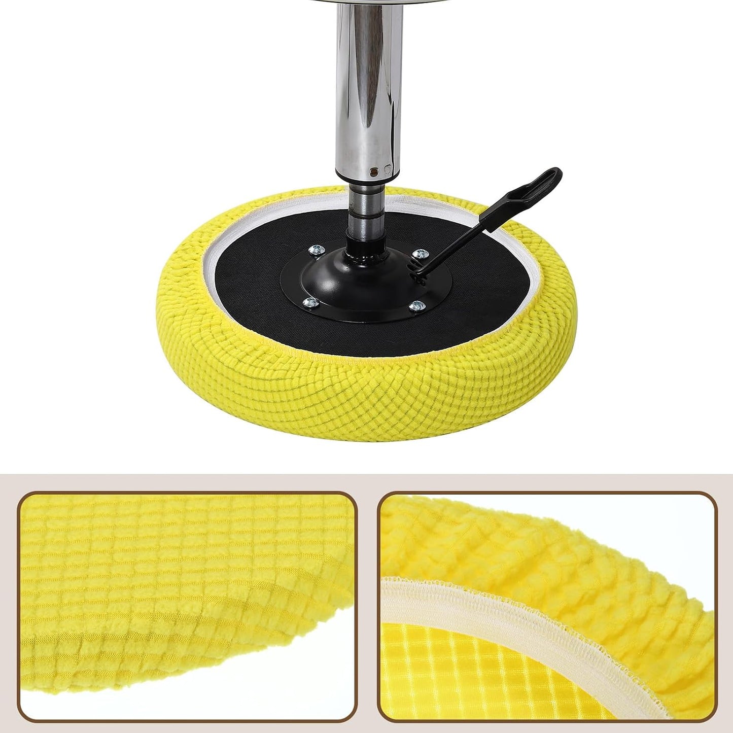 UXcell Round Bar Stool Covers - 4 Pack, Elastic Bands Dia.11-14", "Chair Cushions Slipcovers - Lemon Yellow