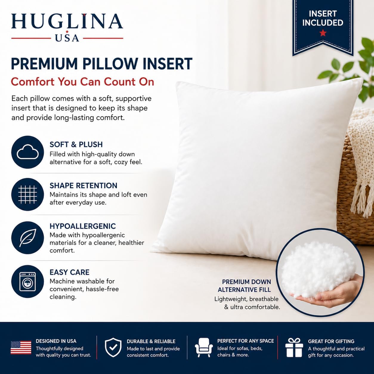 Lemon Throw Pillow, 18x18 Inch Decorative Pillow with Insert Included, Blue White Mediterranean Accent Pillow, Italian Coastal Farmhouse Home Decor Cushion for Sofa Couch Bed (LS-005)