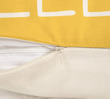 4TH Emotion Hello Sunshine Pillow Cover Farmhouse Yellow Lumbar Pillow Cover Spring Summer Decorations Cushion Case for Sofa Couch Polyester Linen 12x20 Inches