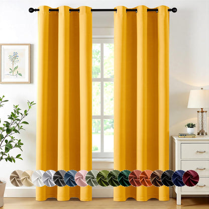 MIULEE Blackout Curtains for Bedroom Living Room 2 Panels, Thermal Insulated Room Darkening Drapes Grommet Noise Reducing Light Blocking Window Treatments 84 Inches Long 40x84 Inch Yellow