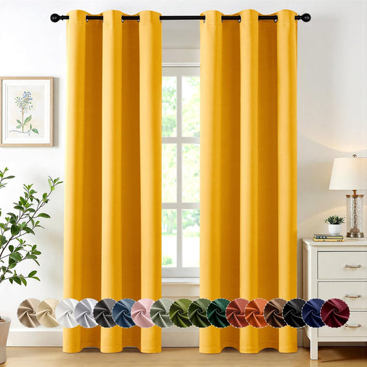 MIULEE Blackout Curtains for Bedroom Living Room 2 Panels, Thermal Insulated Room Darkening Drapes Grommet Noise Reducing Light Blocking Window Treatments 84 Inches Long 40x84 Inch Yellow