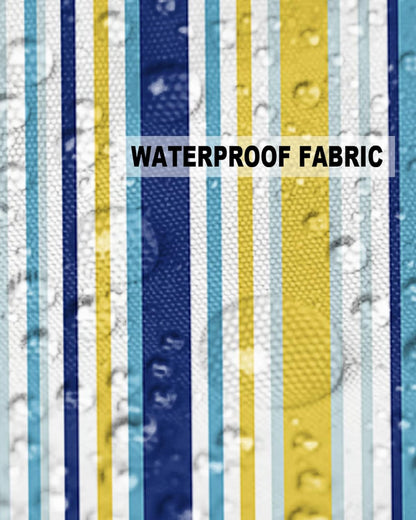 Blue Yellow Striped Outdoor Waterproof Pillow Covers, Farmhouse Navy Blue Ombre Stripes Decorative Square Throw Pillowcase Sofa Cushion Sham for Patio/Couch/Chair, 18"x18" 2 Pack