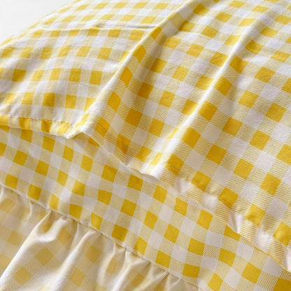 NSNLGSGC Yellow Ruffled Plaid Gingham Pillow Shams 20"x20", Set of 2 Taupe Checked Pre-Washed Microfiber Farmhouse Pillowcases for Bed/Sofa (20"x20", Yellow Gingham)