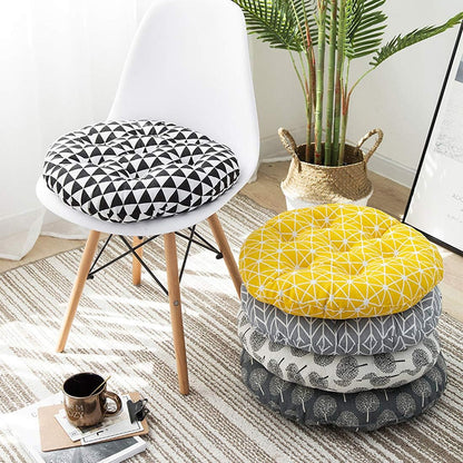vctops Bohemian Soft Round Chair Pad Garden Patio Home Kitchen Office Seat Cushion Grid Yellow Diameter 16"