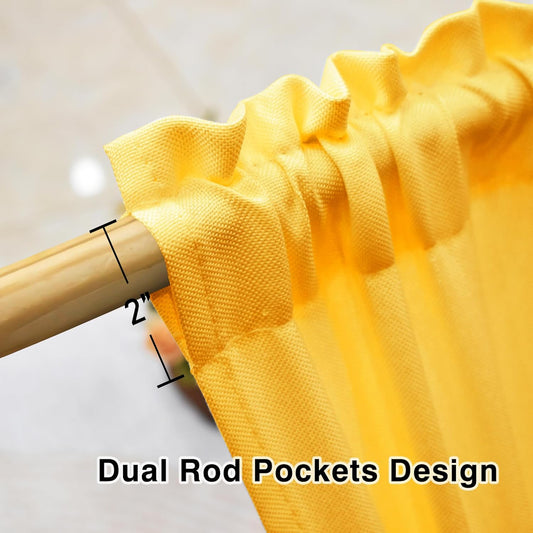 Small Tiers 1 Piece Yellow Faux Linen Textured Kitchen Short Small Mini Window Curtains Valance 12 inches Length Privacy Home Decor Cafe Basement Living Room/Bedroom 52W by 12L Rod Pocket
