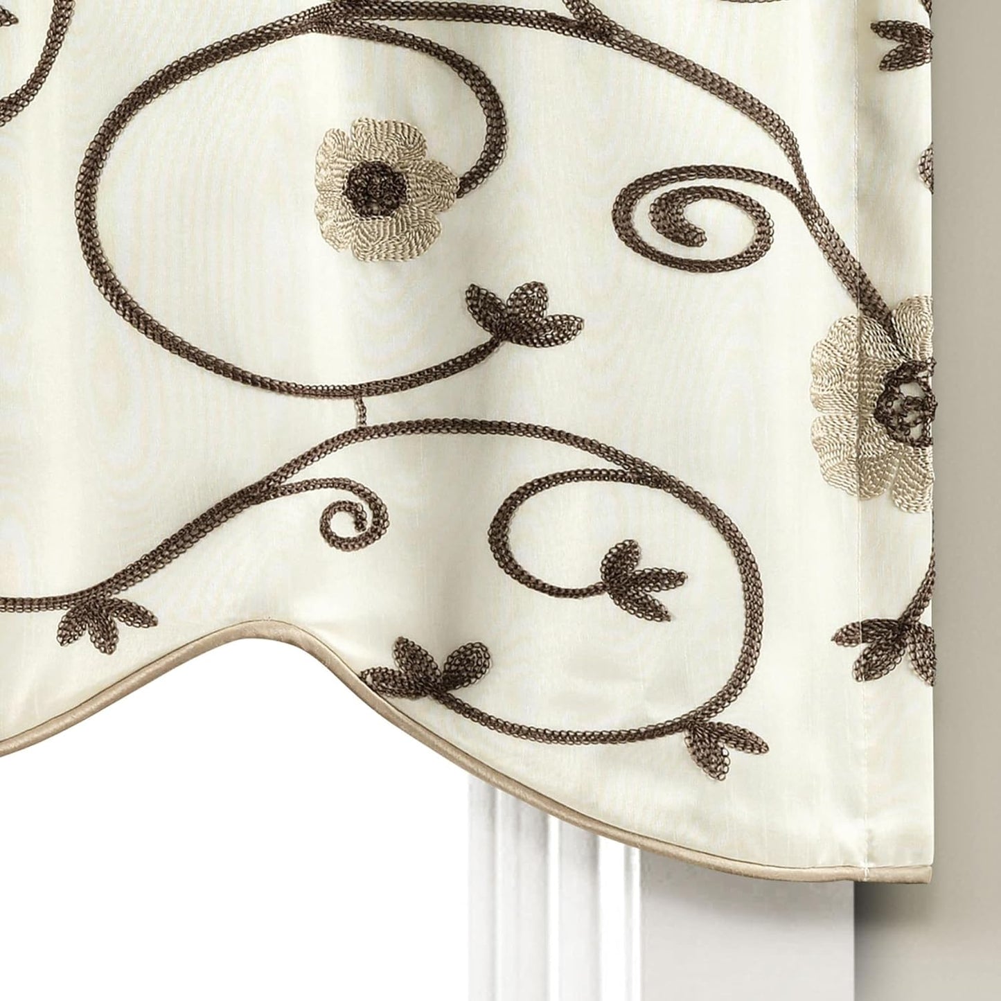 Lush Decor Royal Garden Valance Floral Window Kitchen Curtain (Single), 42”W x 18"L, Yellow